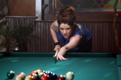 Lacey (Belle) playing pool in 2x19 "Lacey"